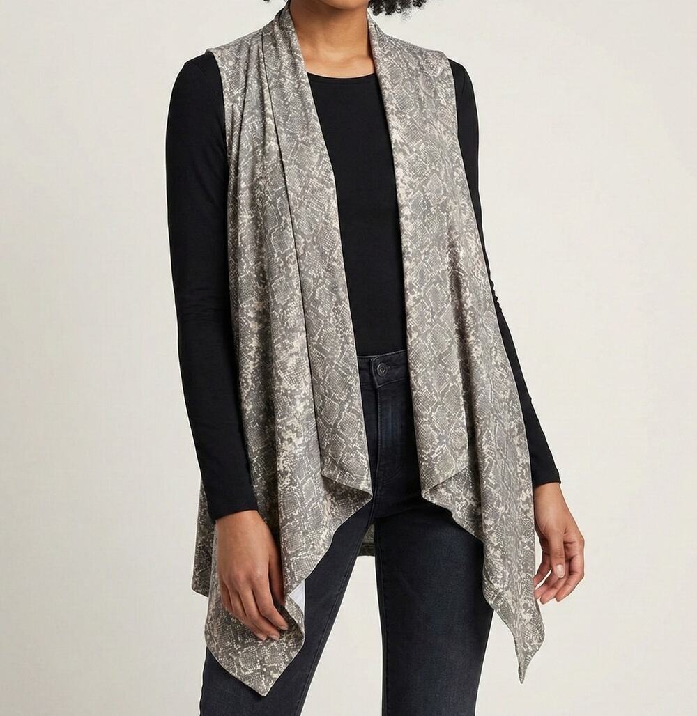 C est 1946 Open Cardigan Sleeveless Gray 22/24 Polyester Spandex